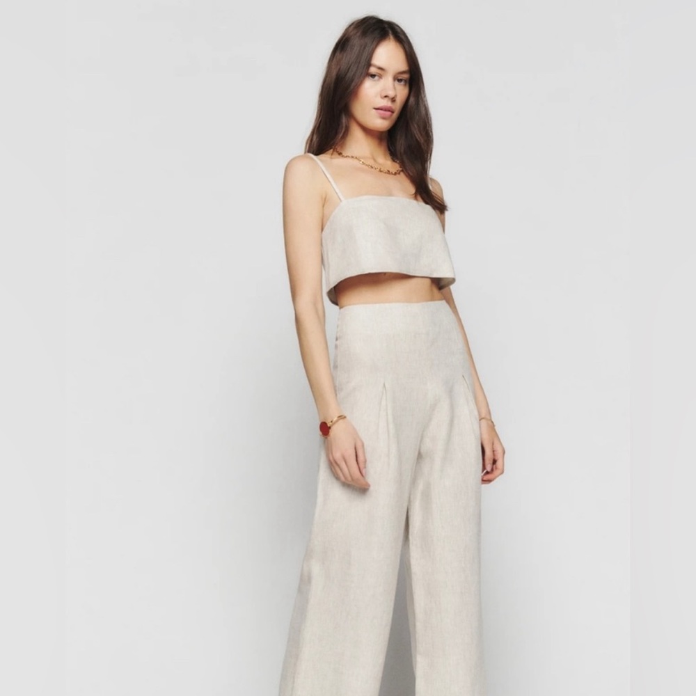 Reformation Cream Wide Leg Jumpsuit
